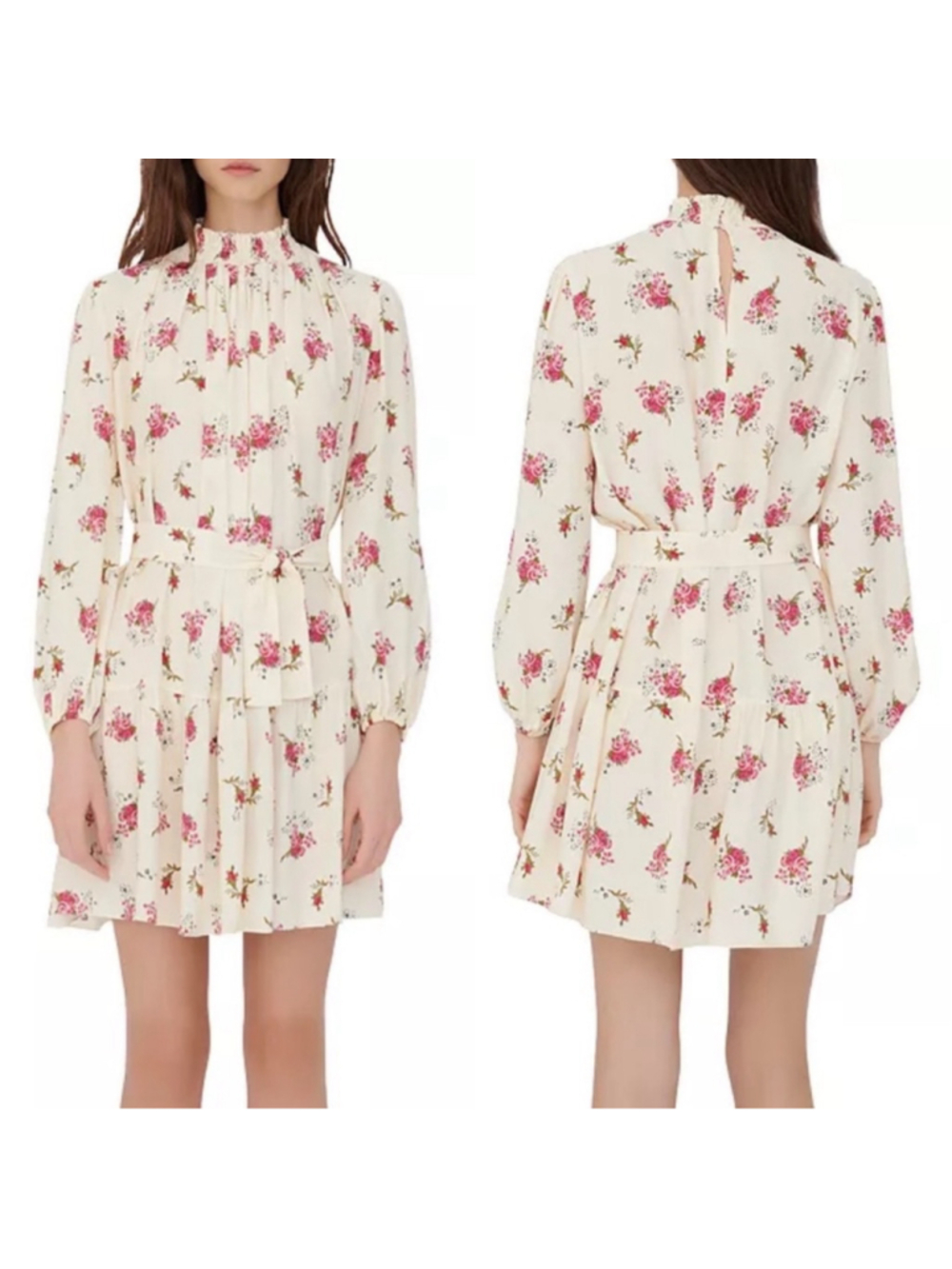 Maje Risoula Floral Print Belted Mini Dress size 36 (Small)